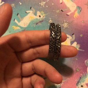 Pair of black hoops with black rhinestones!